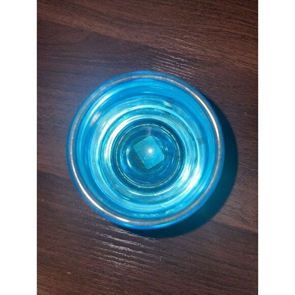 Crate & Barrel Blue Diva Turquoise Heavy Glass Votive Candle Holder Poland - Picture 4 of 5